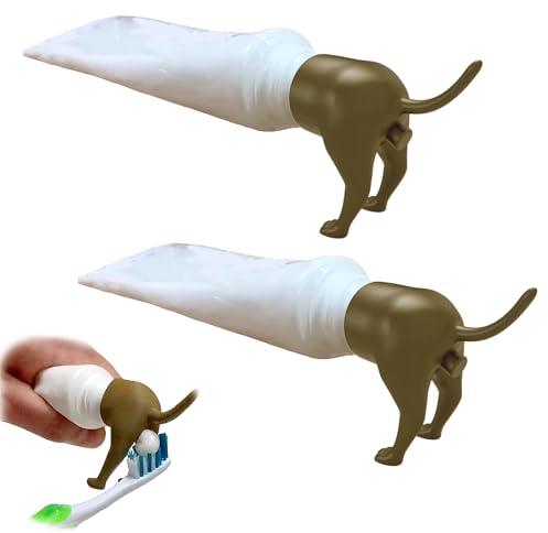 DGUSO Deckel für Zahnpasta für kackende Hunde, 2 Stück Hundehintern-Form Zahnpasta-Deckel, Pooping Dog Toothpaste Lid, Lustige Zahnpastakappen, Zahnpasta-Aufsatz für Kinder und Erwachsene (Braun)