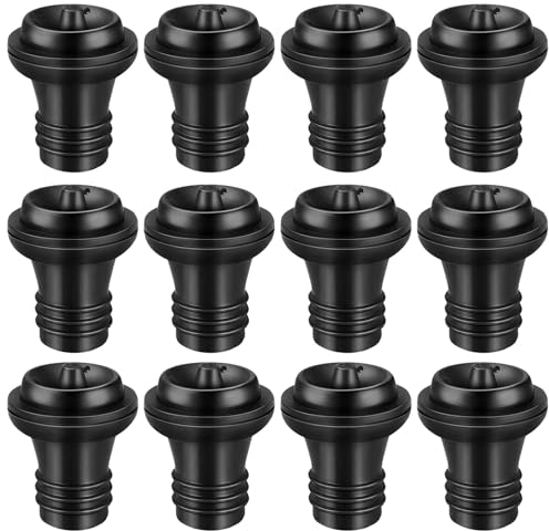 KIPTVO 12PCS Wine Bottle Stoppers, Reusable Wine Stopper, Vacuum Pump Stopper Bottle Sealer for Beer Champagne Sparkling Wine