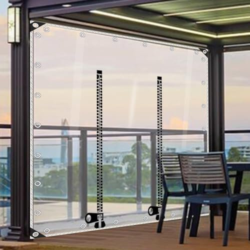 Gazebo Clear Tarpaulin Side Panels with zipper door Grommets, Vinyl Plastic Tarp Curtains, Transparent Partition Rain Curtains for Pergola Porch, 100% Weatherproof-Waterproof,W×H-2.5×2.5m/8.2×8.2ft