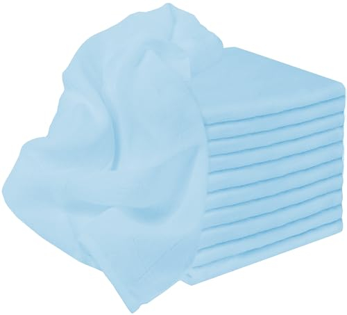 NatureMark® 10er Pack Mulltücher | Mullwindeln | Stoffwindeln | Mulltücher ca. 70x70 cm, 100% Baumwolle, Musselin, Farbe: Hell blau, Premium QUALITÄT