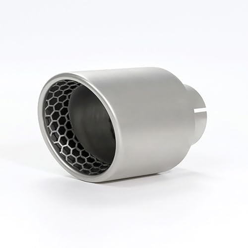 Krtopo Auspuffspitzen Schalldämpfer Silber 2.5 63mm Einlass 3.589mm Auslass Auspuffrohr Edelstahl Frosted Schwanz Kehle mit Mesh