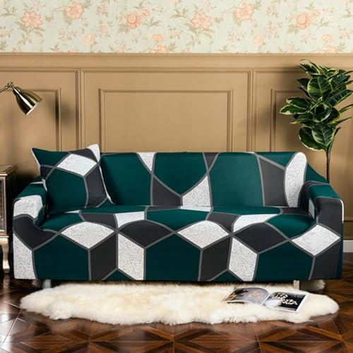 Bishilin Couchbezug Stretch Eckcouch, Sofa Überzug 3 Sitzer 190-230CM Nordisch mit Geometrie Muster Sofaüberwurf Sofabezug Ecksofa Universal Multicolor