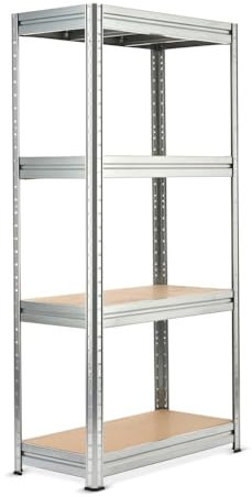 HEMMDAL Schwerlastregal - 2.400 kg Tragkraft - HxBxT 177 x 90 x 45 cm - Steckregal mit 4 höhenverstellbaren Böden - 600 kg Fachlast - Gestell aus galvanisiertem Stahl - Made in EU - Werkstattregal