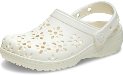 Crocs Classic Floral Cut-Out Clog Chalk Size 8 UK Men/ 9 UK Women