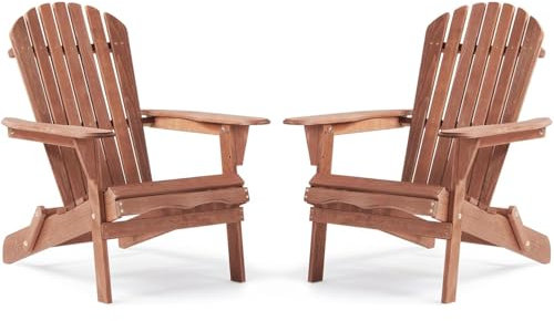 SAYEYBU Einzelner Adirondack-Stuhl FüR DraußEn, Wetterfest Holzstuhl FüR Die Terrasse, FüR Hinterhof Und Garten, Ergonomisch Und Langlebig,Braun,2pcs