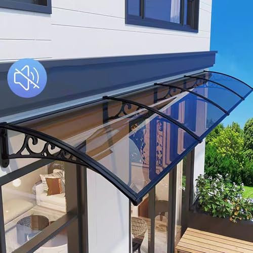 Tettoia per Porta e Ingresso,Pensilina per Copertura in Policarbonato,Garden Pensilina da Esterno,Tendalino per Finestra Antipioggia,Larghezza 60/80/100/120/150 Cm Opzionale (80x180cm/32x71,Black)