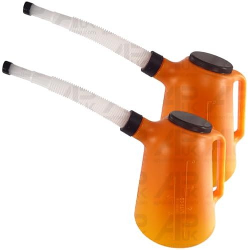 2x Measuring Plastic Jug 5L Litre & Lid Spout Replacement for JCB Backhoe Digger Fastrac