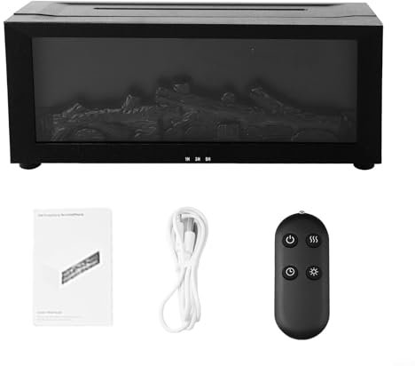 Difusor de aroma 3D chimenea de llama de 150 ml, difusores de aromaterapia, ambientador, humidificador con mando a distancia, 3 temporizadores, para dormitorio, salón, hogar, negro, blanco (negro)