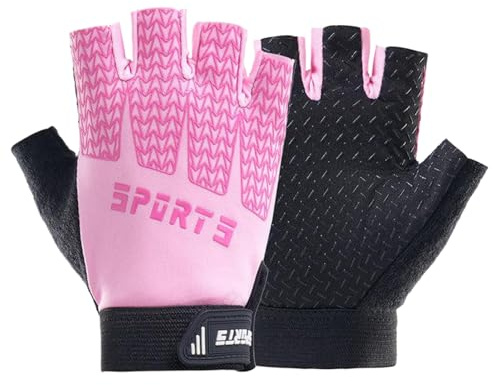 Zitokin Girls Fingerless Bike Gloves, Sport Gloves for 4-10 Year Girls Monkey Bars Rock Climbing Cycling Biking Fishing (Pink, Medium for 8-10 Y)