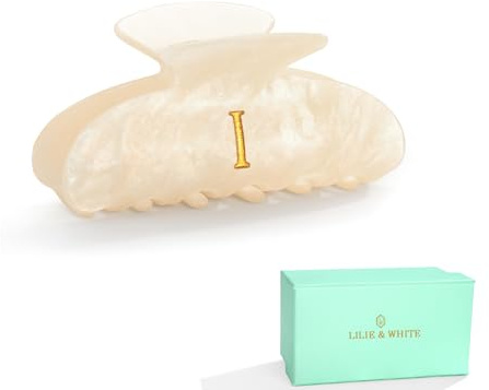 LILIE&WHITE Hårklämma för kvinnor Bokstav I Personlig Pärleffekt, Elegant Icke-blekande Håraccessoar, Hållbar Handgjord Present för henne, Snygg Klämma för dagligt bruk & speciella tillfällen
