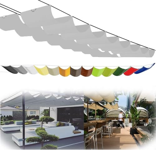 Retráctil Toldo Toldo Retráctil Impermeable Rectangular con Diseño Ondulado, Protección UV y Resistente al Desgarro para Pérgola, Patio, Jardín, Toldo Deslizante de Repuesto (Gris Clair,2x3m)