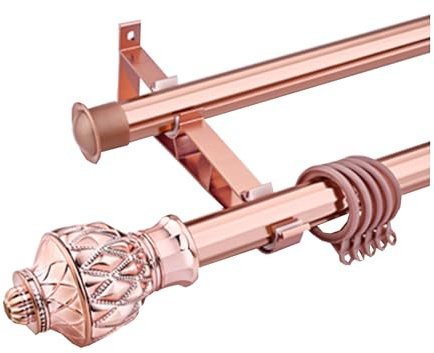 ZMTGLTG Verdickte Gardinenstange Aus Aluminiumlegierung, Doppelstange, 1,0–3 Meter, Römische Stange, Geräuschlose Gardinenhalterung, Roségold(320cm)