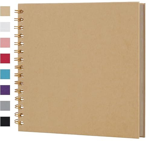 Ponping 20.5x20.5 cm DIY Scrapbook Album 80 Pages Hardcover Kraft Paper Scrap Book Photo Albums Memory Book for Wedding and Anniversary Family