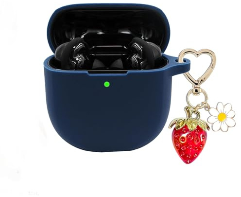 AGAOSH for Bose QuietComfort Earbuds II 2022/ New Bose QuietComfort Ultra Case Cover 2023 with Cute Strawberry Charm Keychain, Soft Silicone Protective Case for Bose QC ii 2 Earbuds Charging Case Blue
