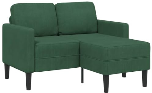 QJBSAVVA L-Form 2-Sitzer Sofa mit Chaiselongue aus Leinen 125 cm dunkelgrün eckig platzsparendes kleines Schlafsofa für Living Room Bedroom Jugendzimmer
