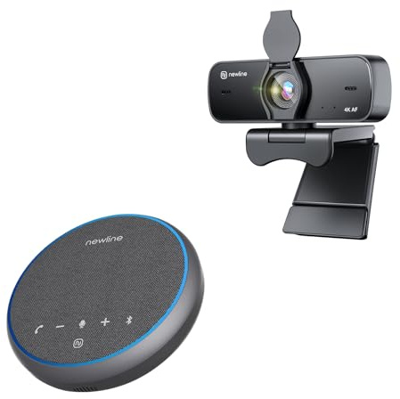 N newline Professionelles Videokonferenz-Set – 4K Webcam mit Autofokus & Konferenzlautsprecher mit Mikrofon (Bluetooth/USB)
