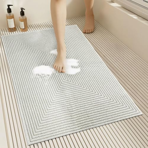 Tappetino antiscivolo per doccia e vasca da bagno, in morbido PVC Luffa, massaggiante, per ambienti umidi, ad asciugatura rapida (bianco, 60 x 90 cm)