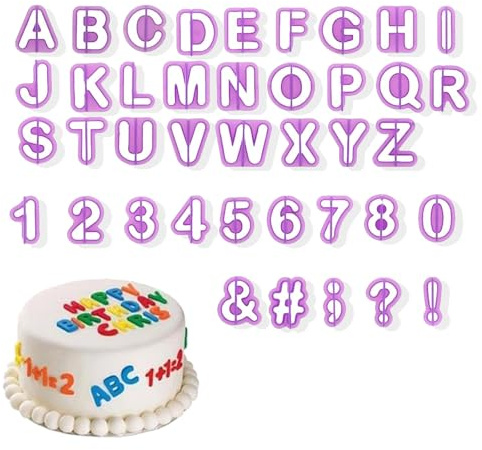 Labyrinxel Fondant Letter Cutters Set of 40 for Cake Decorating and Letter Cutting, Icing Letter Cutters and Cake Decoration Tools for Kitchen Baking Cookies Pastry and Fondant Shaping