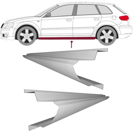 2X Schweller Reparaturblech rechts = Links passend für Audi A3 8P 2003-2012
