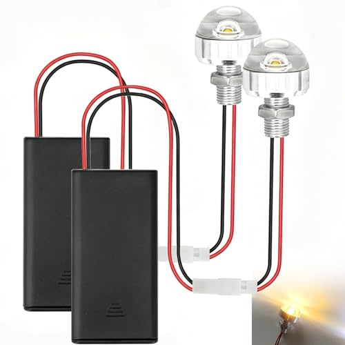 yivom 2 Stück Mini LED Licht Puppenhaus Beleuchtung mit AA Batteriehalter und Schalter, Warmweiß Micro LED Licht, 25 cm Kabel, Miniatur Lampe für Puppenhaus, Modellbau, DIY Miniaturen, Vitrine