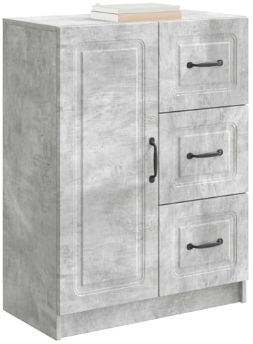 vidaXL Sideboard Betongrau 66 x 34,5 x 87 cm Holzwerkstoff, Stylisches Sideboard, Moderne Aufbewahrung, rechteckiges Design, viel Stauraum, hochwertiges Holz, funktionales Wohnzimmermöbel