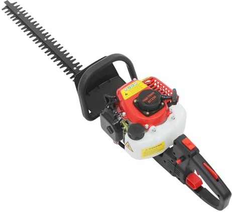 Benzin Heckenschere Doppelklinge 22,5cc, Profi Heckenschere 2-Takt mit 56cm Messerbalken & 180° Drehbarem Handgriff, Benzin Motorsense Heckenschneider für Garten Hecke Strauch AST