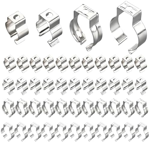VilaGi 48pcs Spring Terry Clips for Hanging Tools,Wall Mounted Tool | Storage Hook for Hanging,Metal Tool Clips Holder Wall Clips 4 Size,Broom Holder Tidy Wall Clamp Set Organising Shed Garage