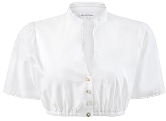 Stockerpoint Dirndlbluse Dorette I Größe 32-54 I Hochgeschlossene Damen Bluse mit elegantem V-Ausschnitt & Spitze I Bequem & pflegeleicht I Perfekt für Trachten & Festlichkeiten