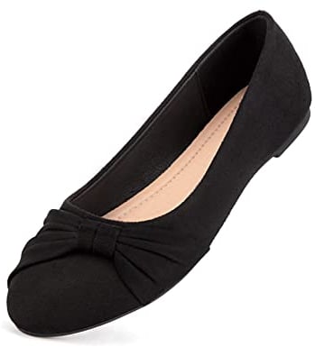 MaxMuxun Women Pregnant Walking Casual Slip-on Bow-tie Ballet Ballerina Pumps Dolly Shoes Black After Party Flats Size 6 UK / 39 EU