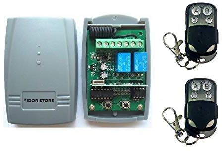 RICEVENTE 2 CANALI CON CUSTODIA + 2 TELECOMANDI 433 MHZ CANCELLI SERRANDE LUCI