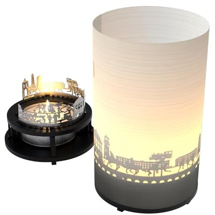 Borkum Premium Geschenkbox: Magische Motivkerze mit Silhouette und Skyline – Schattenspiel, Souvenir für Borkum Fans
