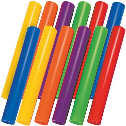Fun Express Relay Batons for Track and Field - 12 Pack Plastic Baton Set in 6 Colors for PE Equipment & Physical Education | Kids Running Stick for Elementary School Recess & Field Day Games