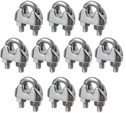New Marine 10 Stück Edelstahl Bügel-Seilklemmen für 6 mm Drahtseil Seewasserfest Rostfrei (6mm)