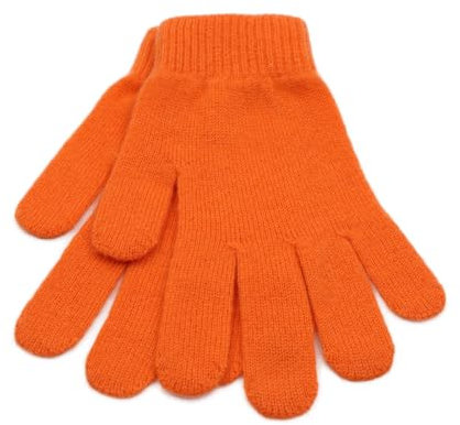 iMongol 100% Pure Cashmere Women Men Full Fingers Signature Gloves Mittens -Warm Wool -FBA… (Orange)