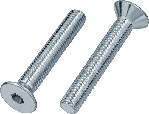 HEXATON Vis Métriques à Tête Fraisée avec Empreinte Hexagonale M6 x 30 mm – Lot de 50 – Acier Zingué – Filetage Total