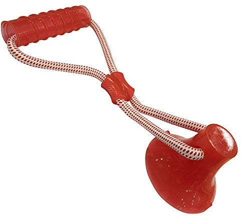Croci Juego Perro Pull&Play C/Stick Rojo 36X13Cm, Juguete con Ventosa, para Masticar, Rojo