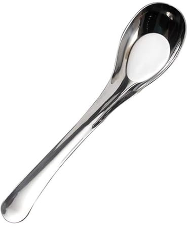 NYKK Cucchiai Cinesi in Acciaio Inox zuppa Cucchiaio con Manico Lungo, cucchiai, cucchiaino, Set di 5 Cucchiai da zuppa (Dimensione : M)