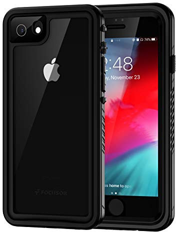 Focusor Cover iphone SE 2022,Custodia Impermeabile iphone 7/8[IP68 Certificato Waterproof] Cover Slim Antiurto Antineve Antipolvere AntiGraffio Subacquea Caso Protettiva per iphone SE 2020 (Nero)