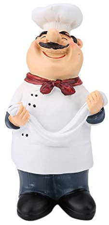 Agatige Figuras de Resina para Chef, Estatua de Adorno de Chef Gordo, decoración de Cocina de Chef Italiano para mostrador, Restaurante, cafetería(Sosteniendo Fideos)