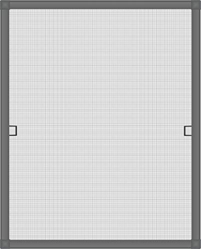 Nematek Fliegengitter Alurahmen Fenster LIGHT, ohne Bohren - Insektenschutz Gitter mit Rahmen Moskitonetz Alu - Mückengitter Fenstergitter Fliegengitter (130 x 150 cm, anthrazit)
