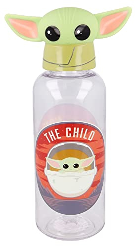 Stor The Mandalorian Bouteille d'eau réutilisable en plastique pour enfants avec bouchon de figurine 3D et capacité de 560 ml