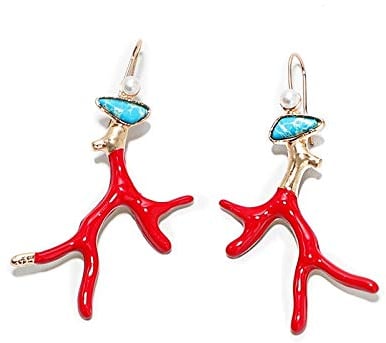 Boho Grüne Türkis Korallen Stein Perle Baumeln Ohrringe Für Frauen Original Handgefertigte Metall Ohrringe Geschenke