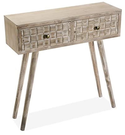 Versa Anish Schmales Möbelstück für den Eingangsbereich oder Flur, Moderner Konsolentisch, mit 2 Schubladen, Maßnahmen (H x L x B) 81,5 x 25 x 80 cm, Holz, Farbe: Braun und Grau