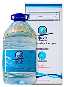 eau zamzam bouteille de 5 LITRES, qualité original, de la mecque, makkah, arabie saoudite, eau bénie, un musc noir roqyah offert, emballage d'origine de mecca, authentique, zamzam water, eau minérale