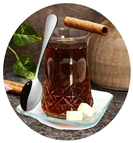 Topkapi – 18-tlg Türkisches Tee-Set Pelin-Sultan, 6 Teegläser, 6 Untersetzer, 6 Teelöffel, Komplett-Set im Kristall-Look