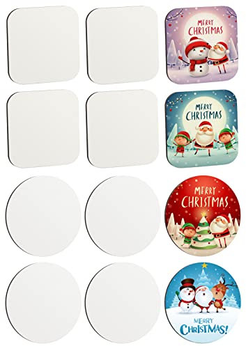 Sublimation Blank Fridge Magnets, MDF Refrigerator Magnets Calendar Magnets DIY Funny Decorative Magnets for Whiteboard Locker Kitchen Home Office (Round&Square(12pcs))