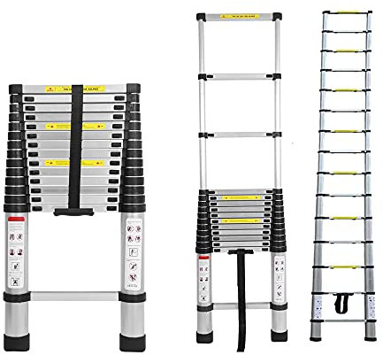 Scala Telescopica Pieghevole 4,4m in alluminio, multifunzione, scala estensibile allungabile, Scaletta Retrattile, per soffitta soppalco libreria, antiscivolo, portata 150 kg