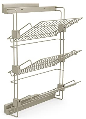EMUCA - Zapatero Lateral extraíble para armarios y vestidores Hack, Izquierda, Pintado Color Piedra Texturizado, Acero