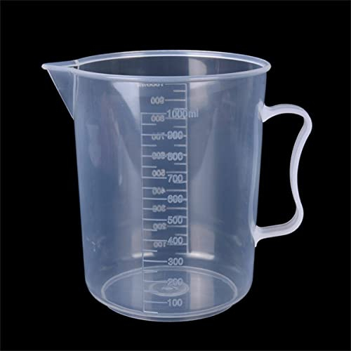 LTKJ Bicchiere graduato in plastica trasparente riutilizzabile per miscelare vernice, macchia, resina epossidica, 1000 ml