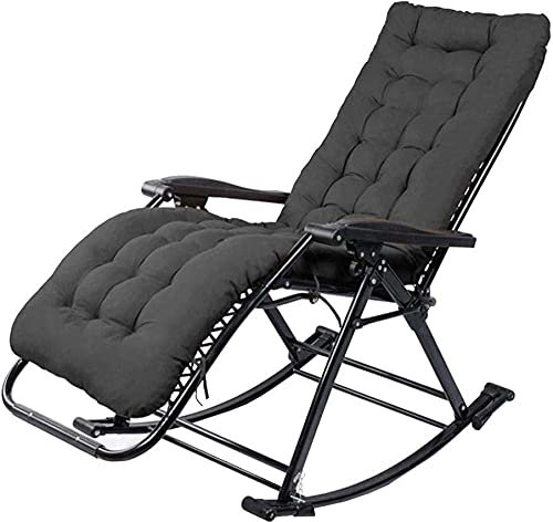 CAPXXIN Relaxsessel Schaukelstuhl mit gepolstertem Kissen für Erwachsene im Wohnzimmer zusammenklappbar leicht |Outdoor-Garten-Liegestühle, Sonnenliege, Schwarz Needed
